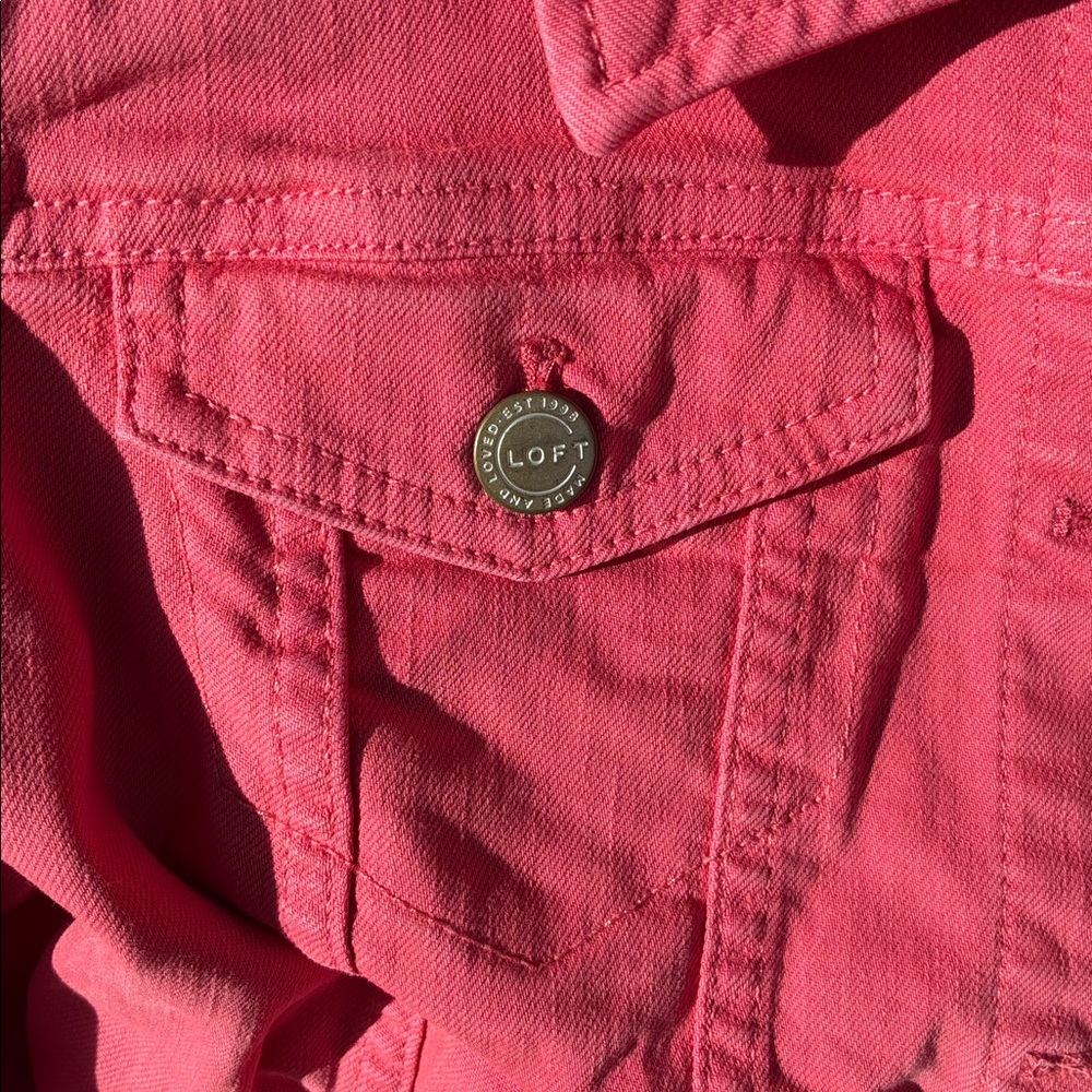 Coral Pink LOFT Denim Jacket -Small - Picture 3 of 7